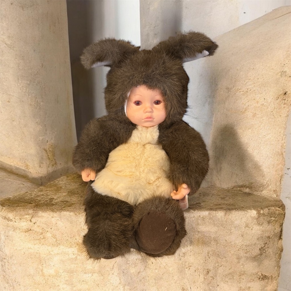 Vintage 1998 Anne Geddes 15" Baby Squirrels Plush Doll Stuffed Animal Brown Eyes